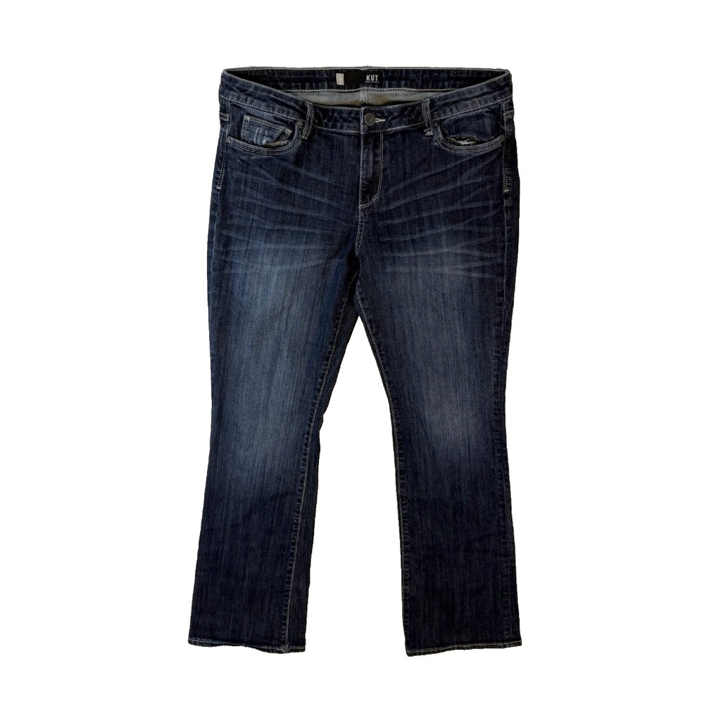 KUT from the Kloth Size 14 Karen Baby Bootcut Jeans Blue Dark Wash KP697MC2